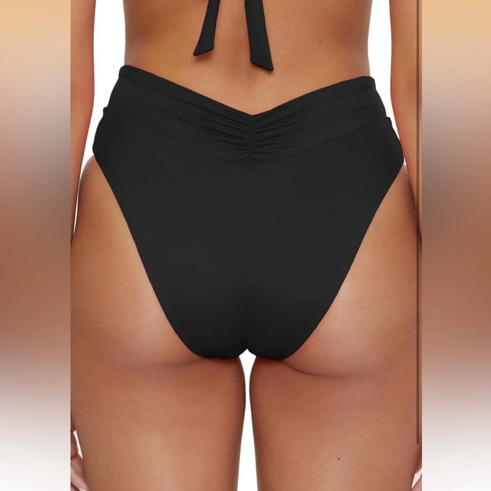 Весса High Waisted Shirred Bikini Bottom, Cheeky Coverage, L / 537 -6 - Picture 3 of 8